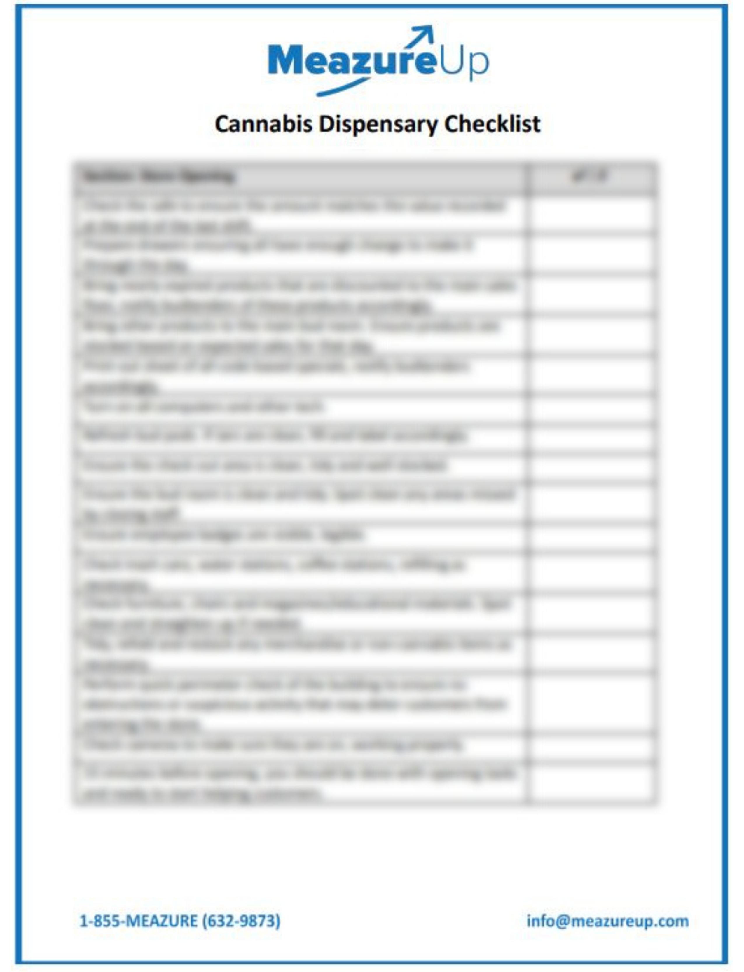 cannabis dispensary checklist blurred