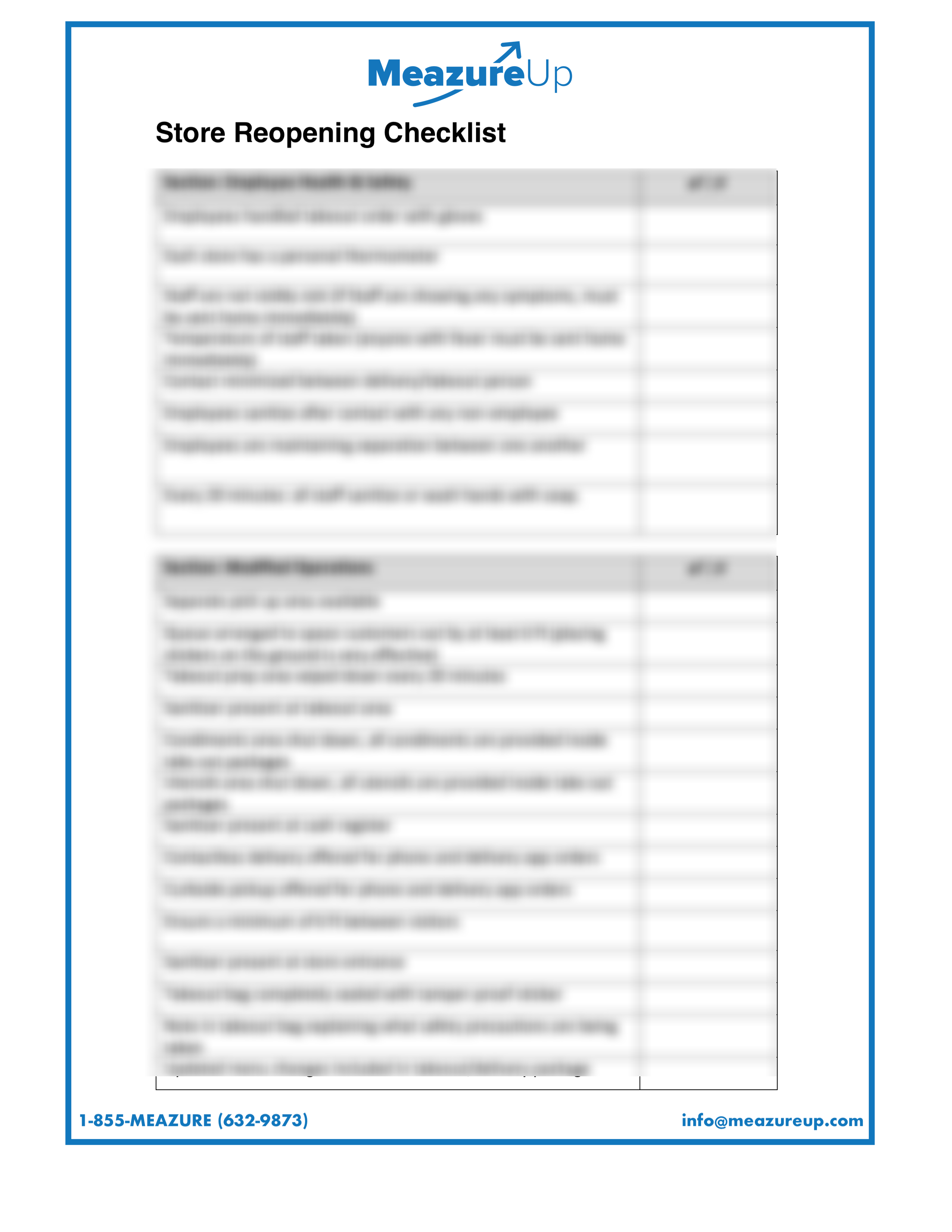 blurred store reopening checklist